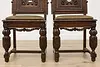 Set of 8 Antique Mouth of Truth Oak & Leather Dining Chairs (19)