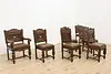 Set of 8 Antique Mouth of Truth Oak & Leather Dining Chairs (2)