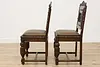 Set of 8 Antique Mouth of Truth Oak & Leather Dining Chairs (21)