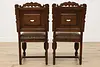 Set of 8 Antique Mouth of Truth Oak & Leather Dining Chairs (22)