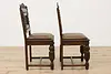 Set of 8 Antique Mouth of Truth Oak & Leather Dining Chairs (23)