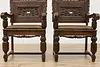 Set of 8 Antique Mouth of Truth Oak & Leather Dining Chairs (26)