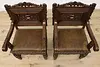 Set of 8 Antique Mouth of Truth Oak & Leather Dining Chairs (27)