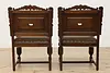 Set of 8 Antique Mouth of Truth Oak & Leather Dining Chairs (29)