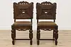 Set of 8 Antique Mouth of Truth Oak & Leather Dining Chairs (3)