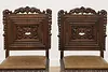 Set of 8 Antique Mouth of Truth Oak & Leather Dining Chairs (4)