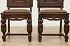 Set of 8 Antique Mouth of Truth Oak & Leather Dining Chairs (5)