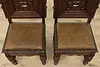 Set of 8 Antique Mouth of Truth Oak & Leather Dining Chairs (6)