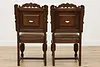 Set of 8 Antique Mouth of Truth Oak & Leather Dining Chairs (8)