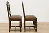 Set of 8 Antique Mouth of Truth Oak & Leather Dining Chairs (9)