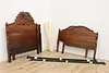 Pair of Victorian Antique Carved Walnut Twin Single Beds (11)