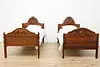 Pair of Victorian Antique Carved Walnut Twin Single Beds (2)