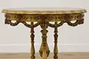 French Design Antique Carved Lamp Hall Side Table, Marquetry (13)