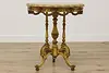 French Design Antique Carved Lamp Hall Side Table, Marquetry (15)