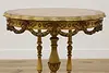 French Design Antique Carved Lamp Hall Side Table, Marquetry (16)