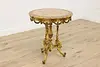 French Design Antique Carved Lamp Hall Side Table, Marquetry (3)