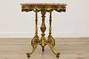 French Design Antique Carved Lamp Hall Side Table, Marquetry (6)