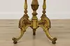 French Design Antique Carved Lamp Hall Side Table, Marquetry (8)