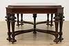 Tudor Antique Carved Rosewood & Walnut Dining Table 2 Leaves (11)