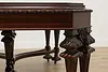 Tudor Antique Carved Rosewood & Walnut Dining Table 2 Leaves (14)