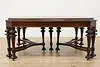 Tudor Antique Carved Rosewood & Walnut Dining Table 2 Leaves (17)