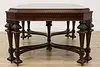 Tudor Antique Carved Rosewood & Walnut Dining Table 2 Leaves (23)