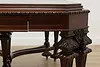 Tudor Antique Carved Rosewood & Walnut Dining Table 2 Leaves (25)