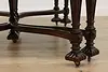 Tudor Antique Carved Rosewood & Walnut Dining Table 2 Leaves (27)