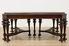 Tudor Antique Carved Rosewood & Walnut Dining Table 2 Leaves (6)