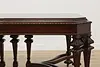 Tudor Antique Carved Rosewood & Walnut Dining Table 2 Leaves (8)