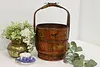 Chinese Vintage Pine Lunch Bucket or Pail, Painted Birds (2)