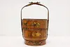 Chinese Vintage Pine Lunch Bucket or Pail, Painted Birds (8)