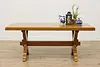 Trestle Base Dutch Vintage Oak Farmhouse Dining Table (2)