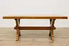 Trestle Base Dutch Vintage Oak Farmhouse Dining Table (9)