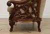 Swedish Antique Hand Carved Walnut & Mohair Loveseat or Sofa (14)