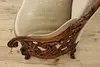 Swedish Antique Hand Carved Walnut & Mohair Loveseat or Sofa (15)