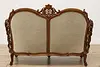 Swedish Antique Hand Carved Walnut & Mohair Loveseat or Sofa (16)