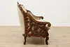 Swedish Antique Hand Carved Walnut & Mohair Loveseat or Sofa (17)