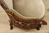 Swedish Antique Hand Carved Walnut & Mohair Loveseat or Sofa (20)