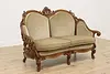 Swedish Antique Hand Carved Walnut & Mohair Loveseat or Sofa (4)