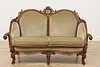 Swedish Antique Hand Carved Walnut & Mohair Loveseat or Sofa (5)