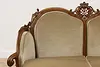 Swedish Antique Hand Carved Walnut & Mohair Loveseat or Sofa (6)