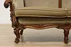 Swedish Antique Hand Carved Walnut & Mohair Loveseat or Sofa (8)