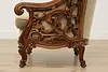 Swedish Antique Hand Carved Walnut & Mohair Library Chair (10)