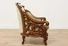 Swedish Antique Hand Carved Walnut & Mohair Library Chair (14)