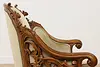 Swedish Antique Hand Carved Walnut & Mohair Library Chair (15)