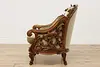 Swedish Antique Hand Carved Walnut & Mohair Library Chair (8)