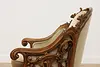 Swedish Antique Hand Carved Walnut & Mohair Library Chair (9)