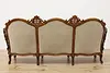 Swedish Antique Hand Carved Walnut & Mohair Sofa (14)