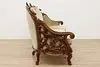 Swedish Antique Hand Carved Walnut & Mohair Sofa (19)